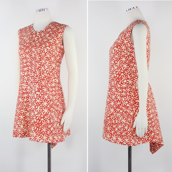 SOLD  RARE Marimekko Floral Red Print Pleat Zipper - Picture 2 of 8